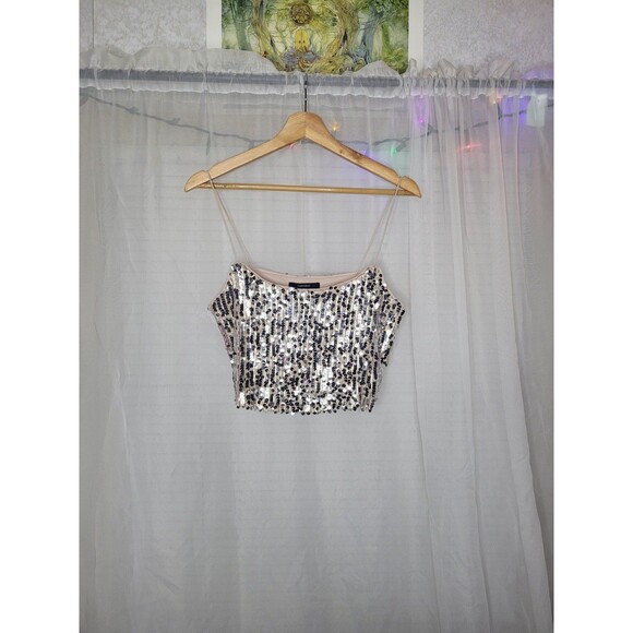 Forever21 crop top women's size small sequins sparkle - Picture 2 of 5